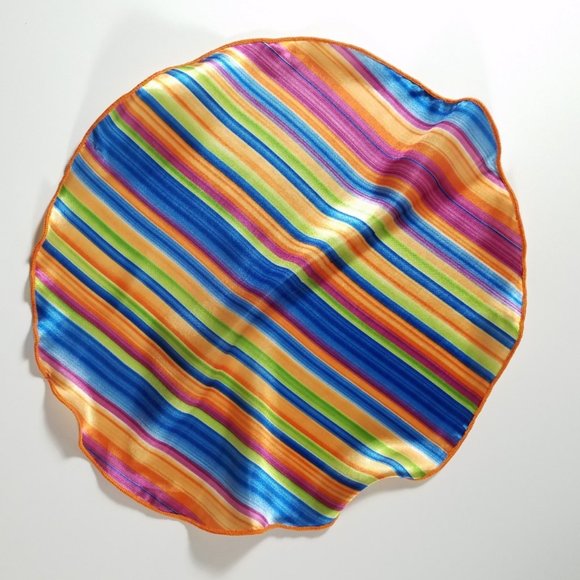 NEW 2-in-1 Round Pouf Pocket Square - Bright Candy Stripe - Picture 3 of 4